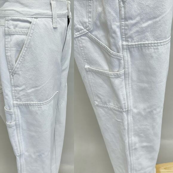 Abercrombie & Fitch Mid Rise Slouchy Ecru Carpenter Jean Size 29/8 Long NWT - Picture 13 of 16
